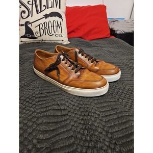 Magnanni Tan Brown Leather Sneaker Dress Shoes Size 12